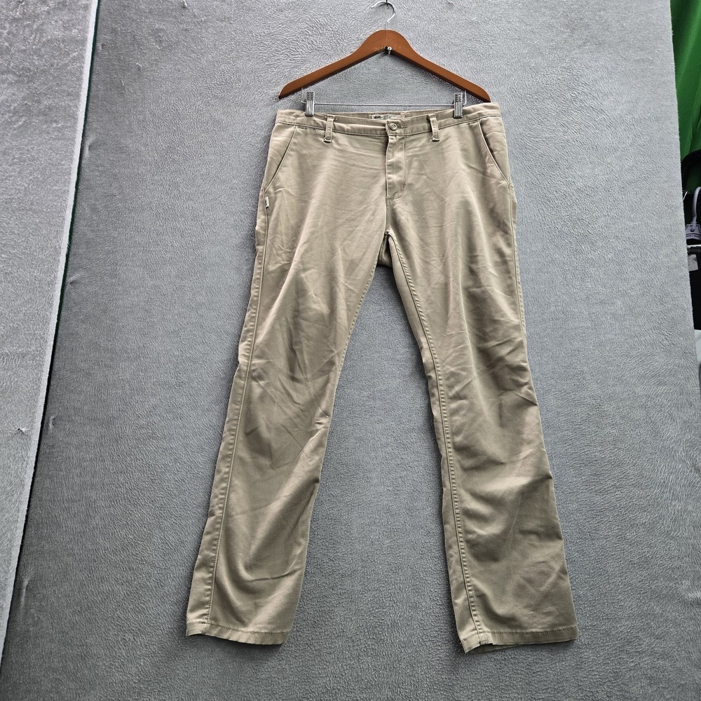 Vans Men Pants 34 Khaki Chino Twill 02HIH3G Skate Casual 31" Inseam Logo